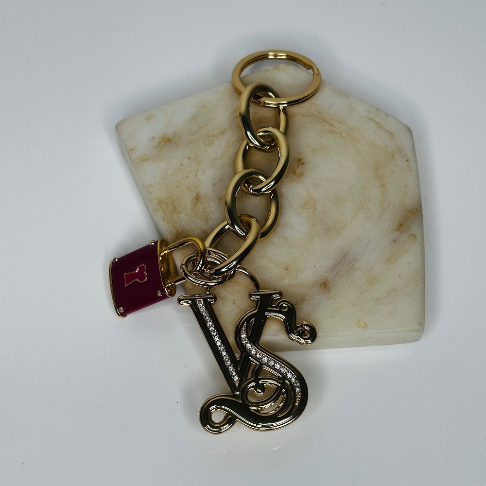 Victoria Secrets Rhinestone Vintage gold‎ plated keychain